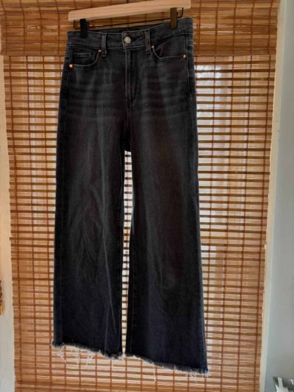 Paige Anessa High-Rise Wide-Leg Crop Jeans, Size 27, Black Lotus - Picture 4 of 6